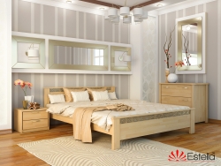 Дерев′яне ліжко АФІНА ТМ Естелла, двоспальне, матеріал бук, основа ламелі, 8 кольорів